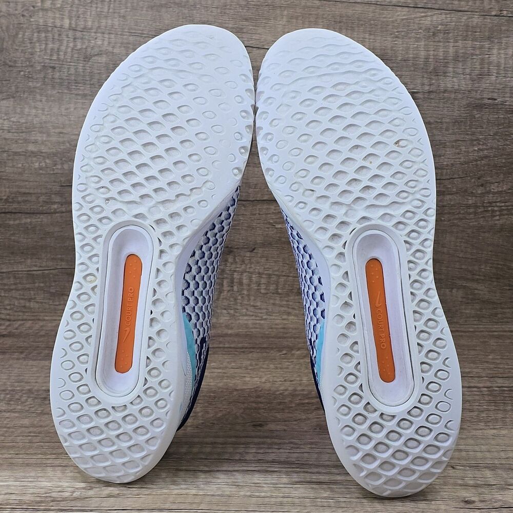 Nike Court Zoom Pro HC Men's Size 9.5 White Blue Tennis Shoes (DH0618-141) - Picture 7 of 9